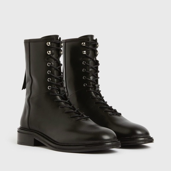 ALLSAINTS Women's Misty Leather Lace Up Boots Black Sz39 - Picture 1 of 16
